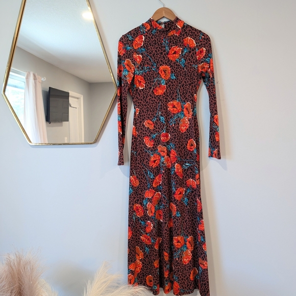 Free People Red and Black Sheath Dress with Bishop Sleeves - Picture 3 of 12